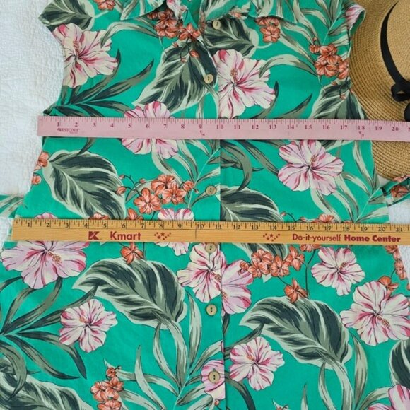 Zara Women's Midi Tropical Dress Size XS Green Button Down Belt Pockets Vacation - Picture 9 of 14